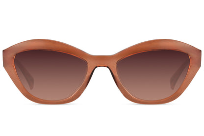 Farvede solbriller i cateye design brun set fra fronten