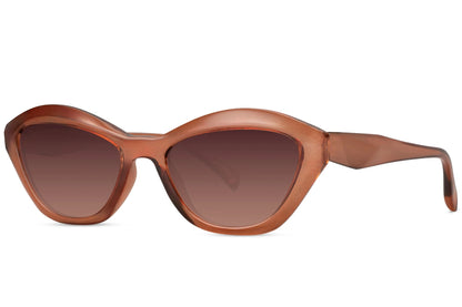 Farvede solbriller i cateye design brun set fra siden