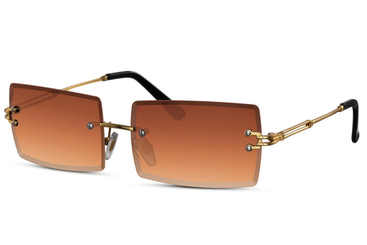 Firkantede hurtige solbriller med rektangel glas i brun set fra siden