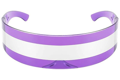 Futuristisk hurtigbrille i lilla farve set fra fronten