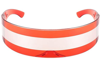 Futuristisk hurtigbrille i rød farve set fra fronten