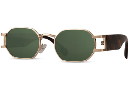 Grønne og guld hurtigbriller med tykke stænger set fra siden