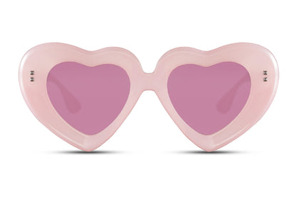 Sjove hjerte hurtigbriller i pink set fra fronten