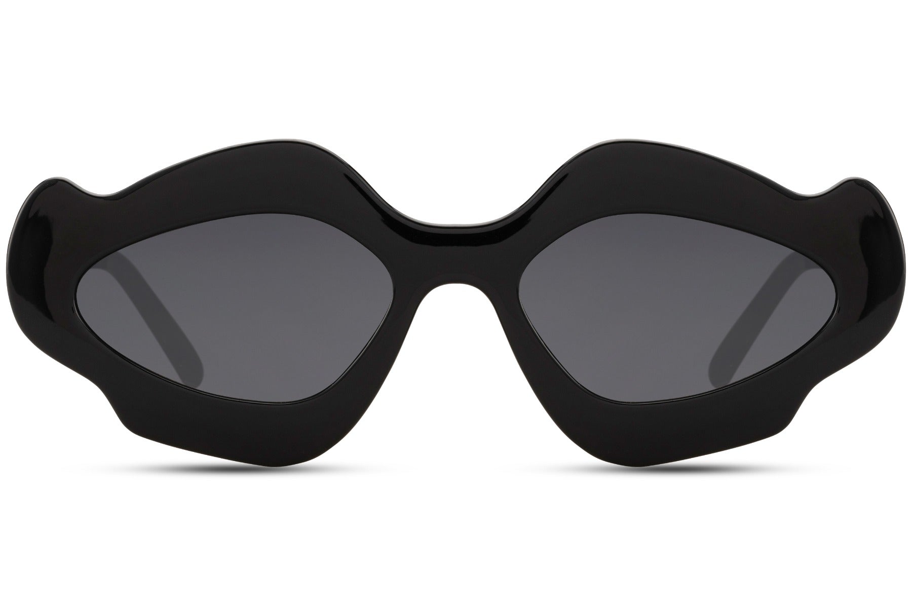 Hurtigbrille med speciel form og design i sort set fra front