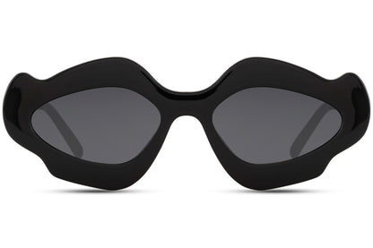 Hurtigbrille med speciel form og design i sort set fra front