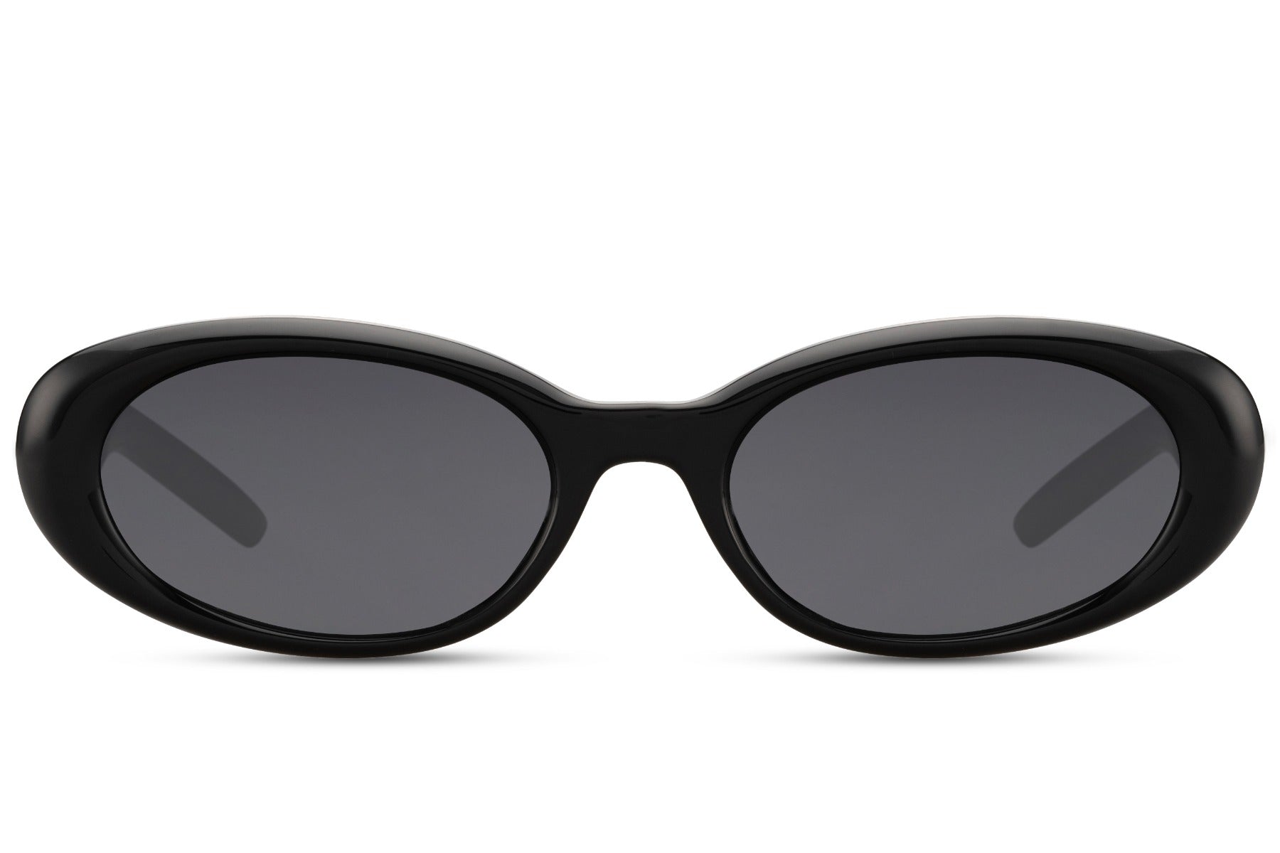 Hurtigbriller med grå glas i oval design set fra fronten 2