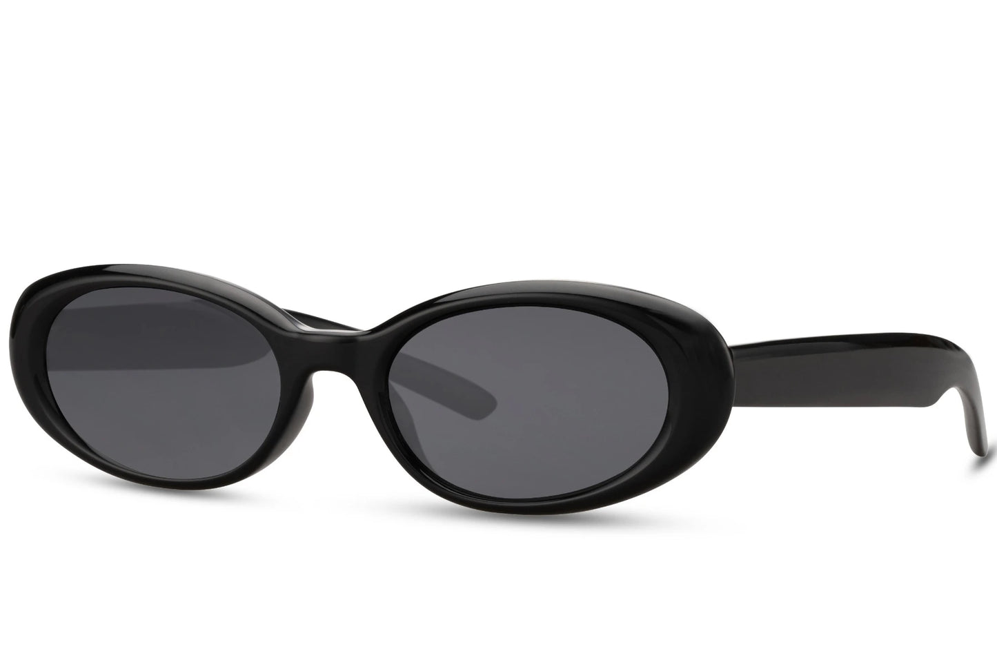 Hurtigbriller med grå glas i oval design set fra siden 2