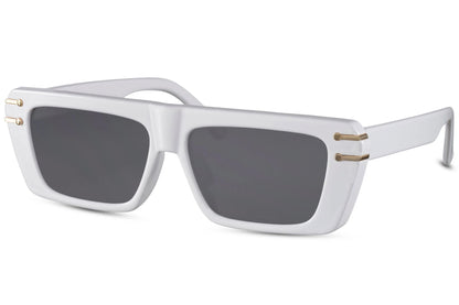 Hurtigbriller med lige top og pynt i hjørnet med hvidt stel set fra siden