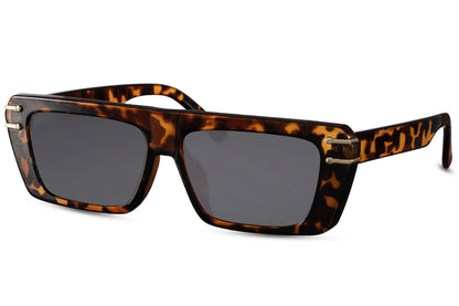 Hurtigbriller med lige top og pynt i hjørnet med leopard stel set fra siden