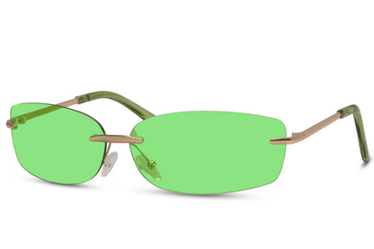 Simple hurtigbriller med grønne glas uden ramme set fra siden