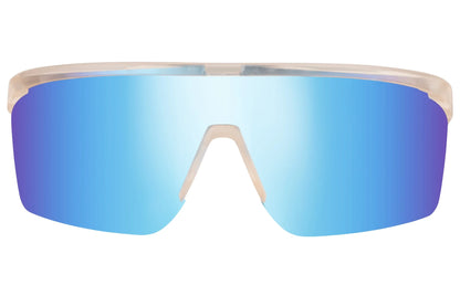 Hurtige cykelbriller med blå glas og stel front