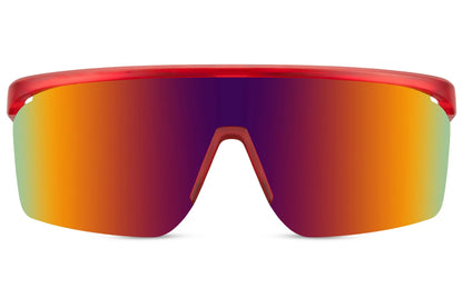 Hurtige cykelbriller med røde glas og stel front