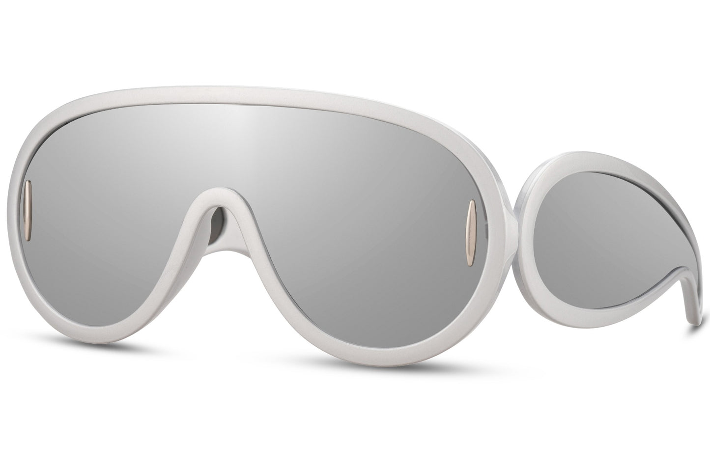 Hurtige cykelbriller i hvid rundt design og bløde kanter set fra siden