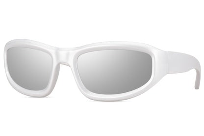 Klassisk hurtigbrille med hvide glas og stel