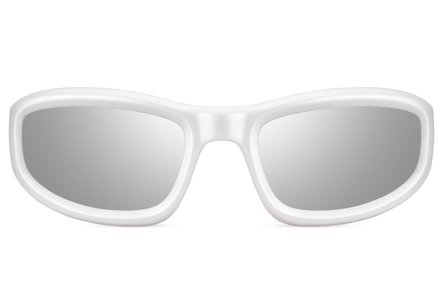 Klassisk hurtigbrille med hvide glas og stel front