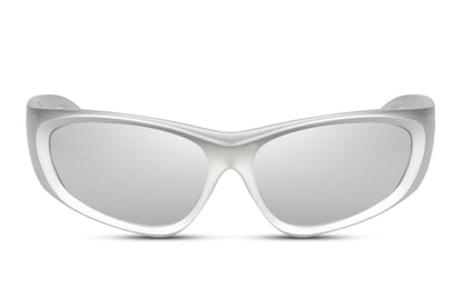 Klassiske farvede hurtigbriller i grå glas og grå stel set fra siden