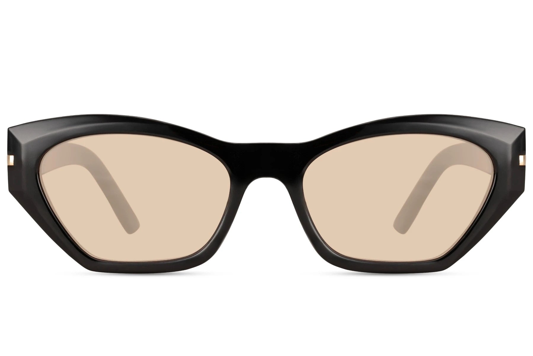 Moderne hurtigbriller med beige glas set fra fronten