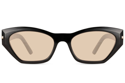 Moderne hurtigbriller med beige glas set fra fronten