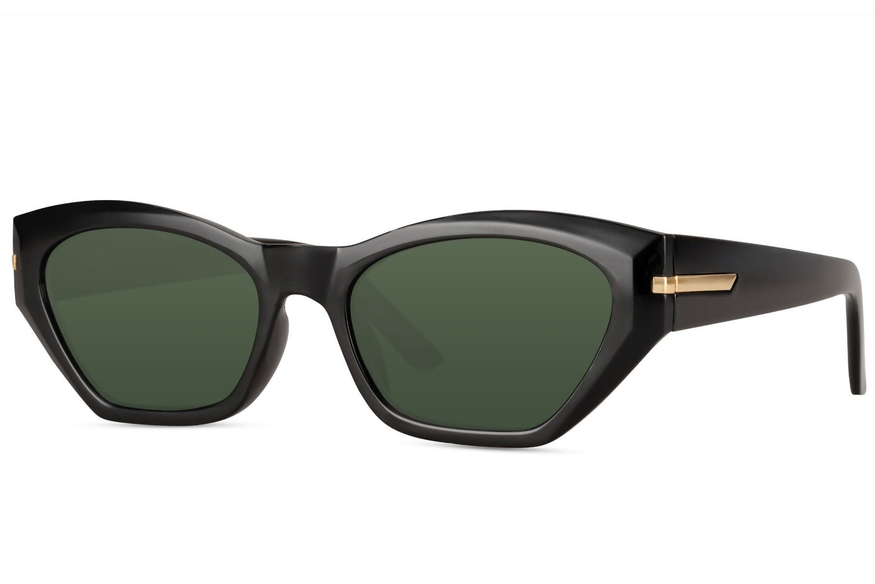 Moderne hurtigbriller med grønne glas set fra siden