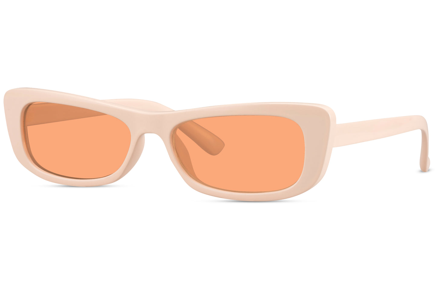 Moderne solbriller i smalle, firkantede glas i beige og orange
