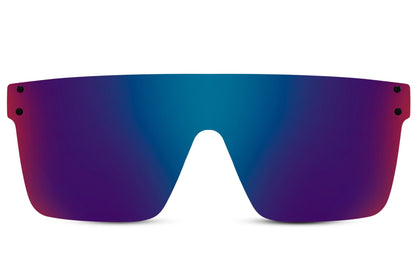 Sportsbriller med mørkeblå glas set fra fronten