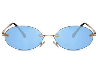 Morpheus hurtigbriller i guld og blå set fra fronten