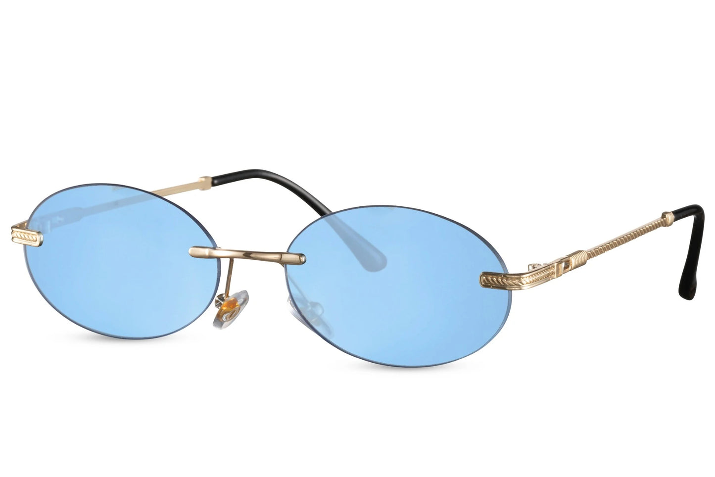 Morpheus hurtigbriller i guld og blå set fra siden