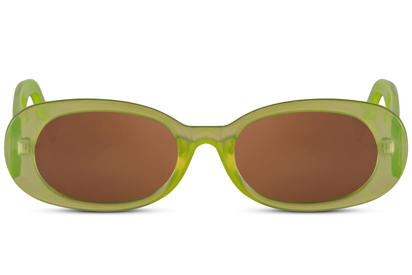 Ovale hurtige briller i grøn set fra fronten