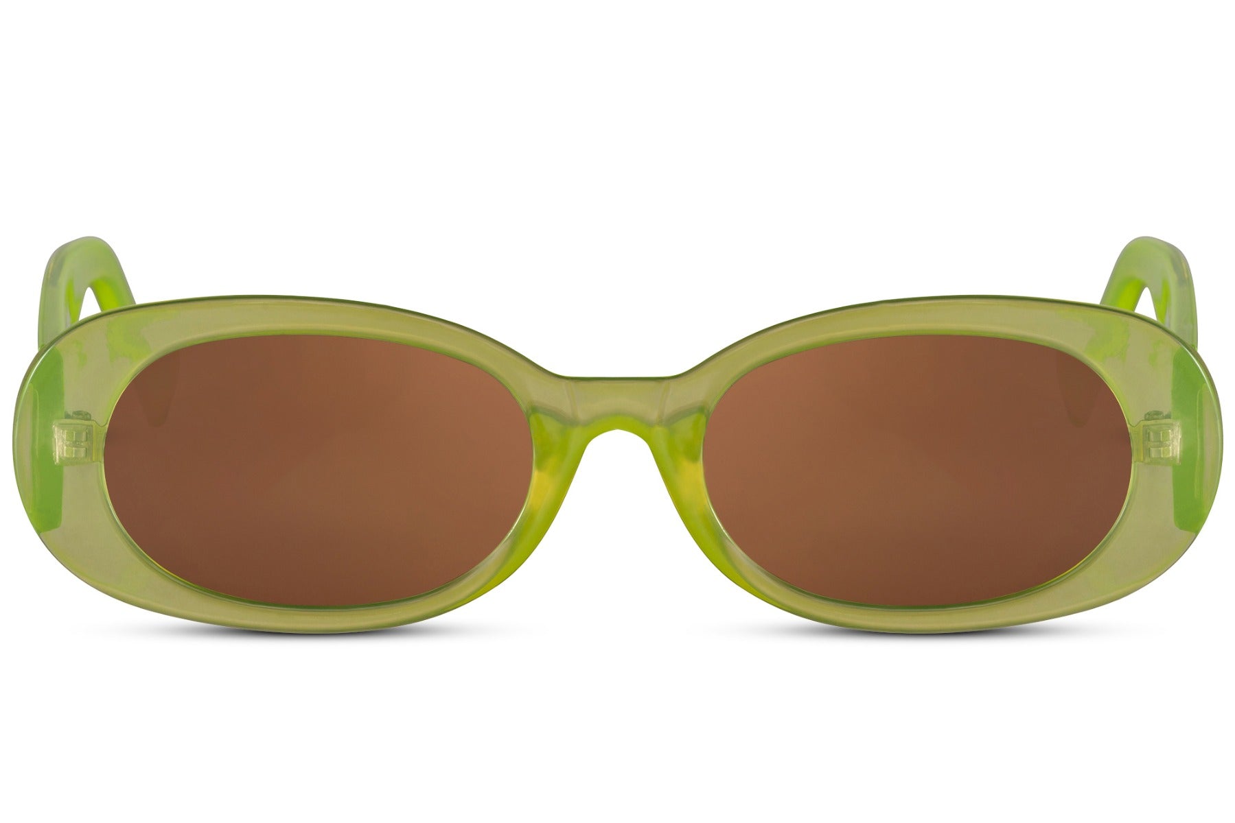 Ovale hurtige briller i grøn set fra fronten