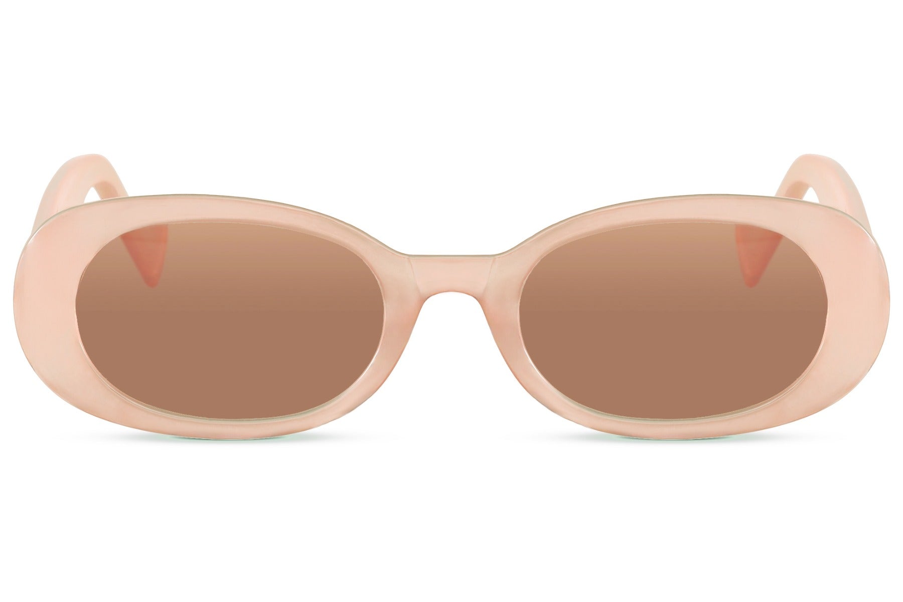 Ovale hurtige briller i pink set fra fronten