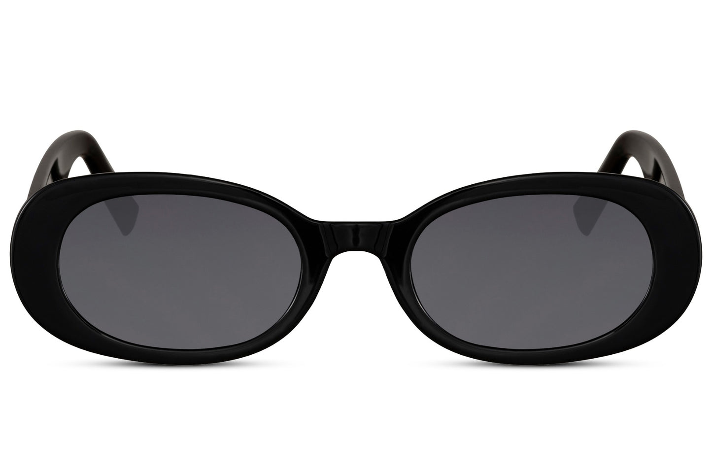 Ovale hurtige briller i sort set fra fronten
