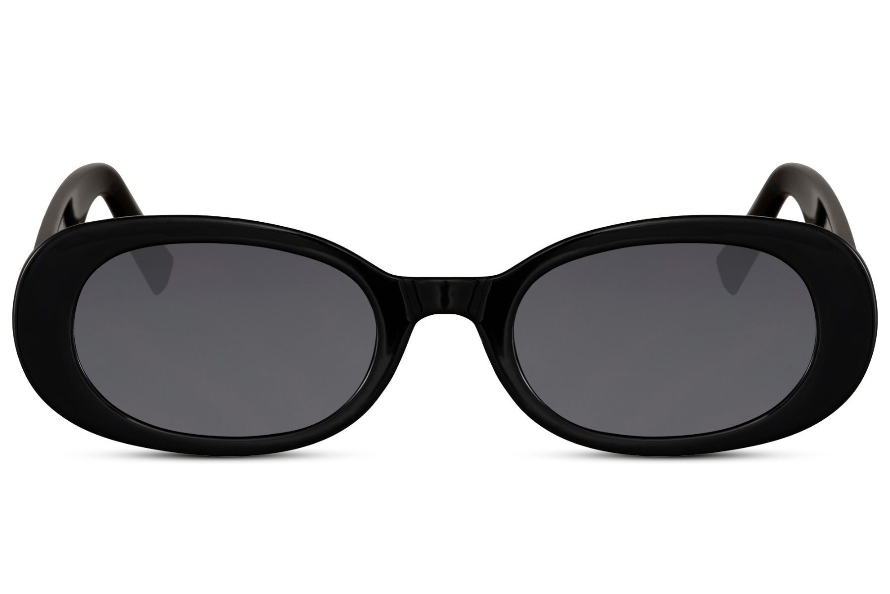 Ovale hurtige briller i sort set fra fronten