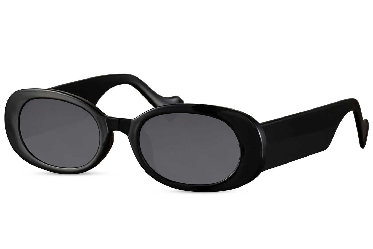 Ovale hurtige briller i sort set fra siden
