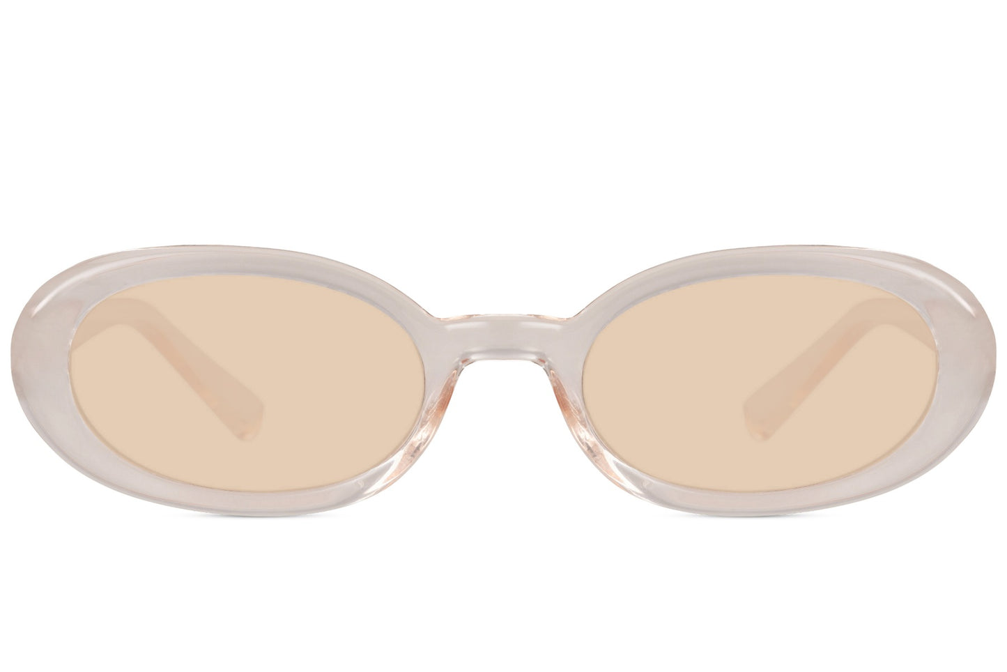 Smalle ovale hurtige solbriller med beige glas set fra fronten