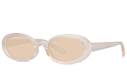 Smalle ovale hurtige solbriller med beige glas set fra siden