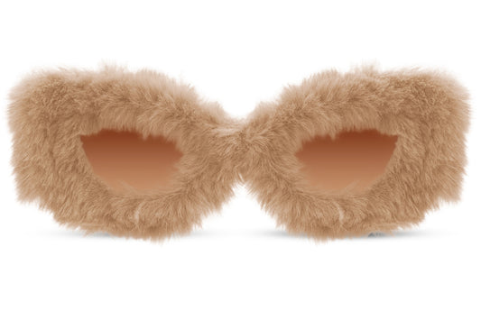 Pelsede hurtigbriller i beige set fra fronten
