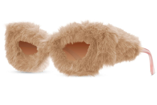 Pelsede hurtigbriller i beige set fra siden