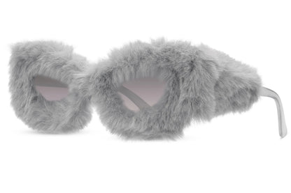 Pelsede hurtigbriller i grå set fra siden