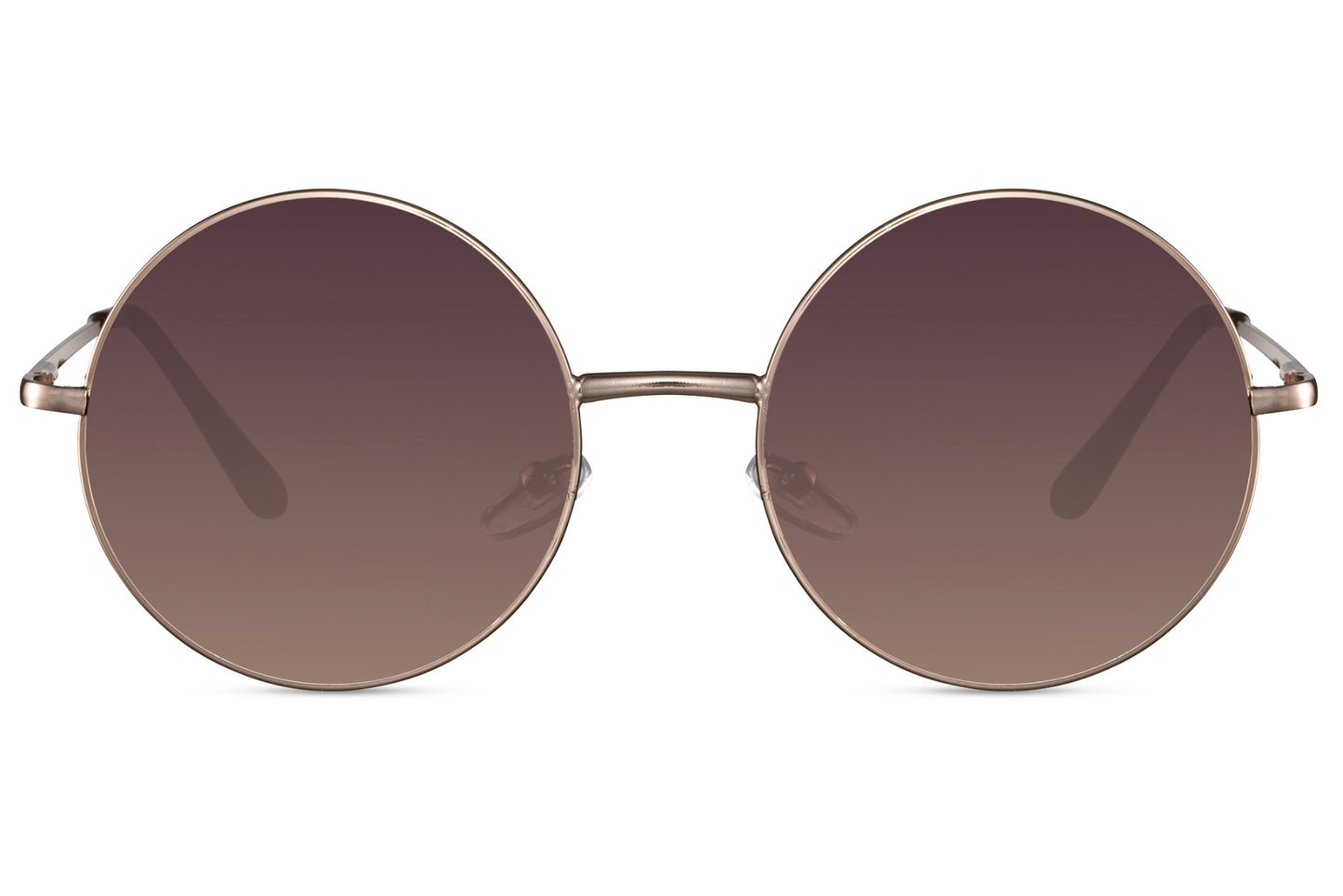 Professor solbriller med kuglerunde glas i brun set fra fronten