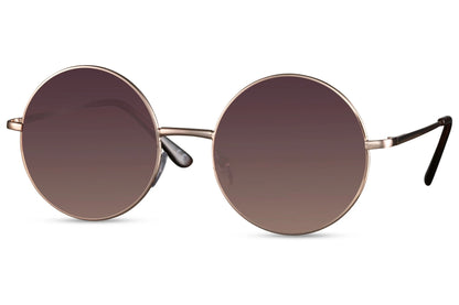 Professor solbriller med kuglerunde glas i brun set fra siden