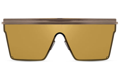 Rigmands hurtigbriller med trapez formede glas i gul set fra fronten