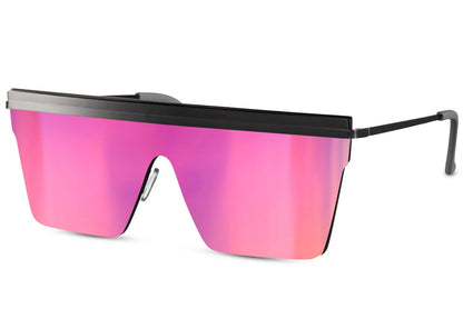 Rigmands hurtigbriller med trapez formede glas i pink set fra siden