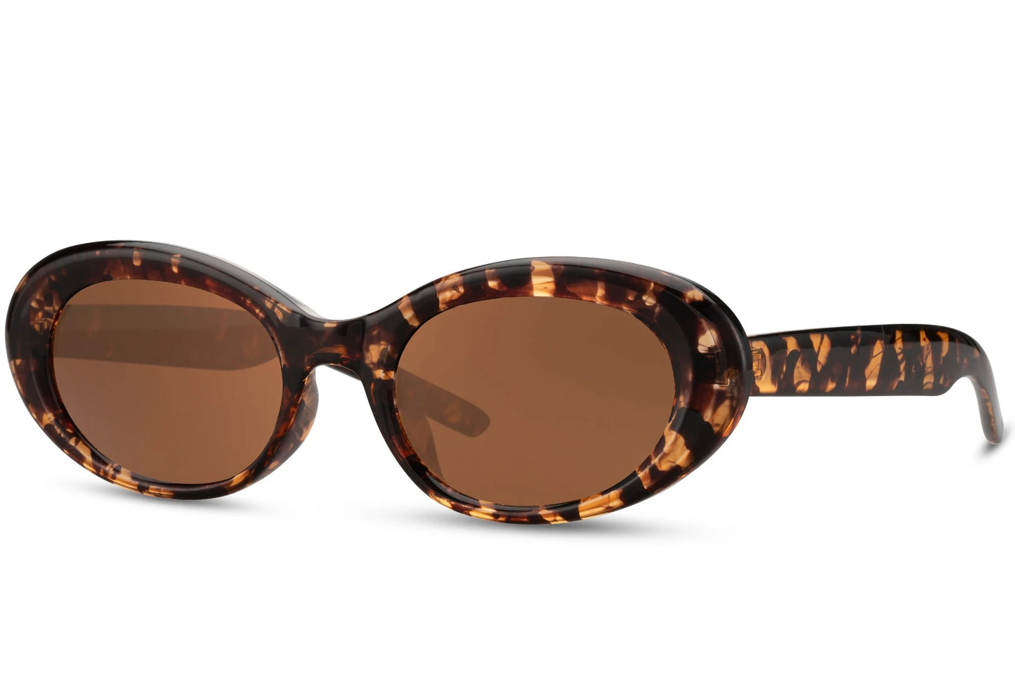 Runde hurtigbriller med ovale glas og tyk stel i leopard og brun set fra siden