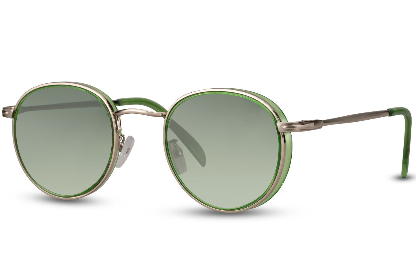 Runde solbriller med metal kant i grøn