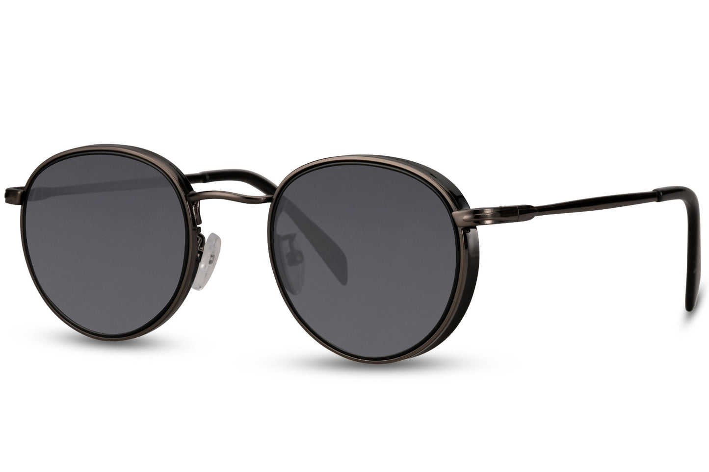 Runde solbriller med metal kant i sort