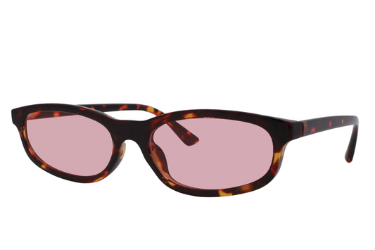 Smalle, aflange hurtigbriller i leopard stel og pink glas