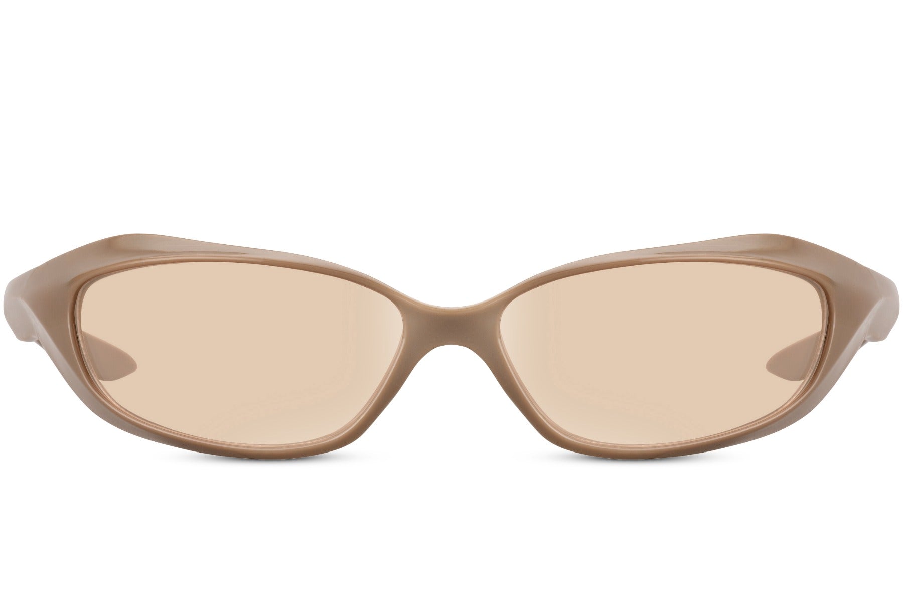 Smalle sandfarvede brune hurtigbriller set fra fronten