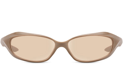 Smalle sandfarvede brune hurtigbriller set fra fronten