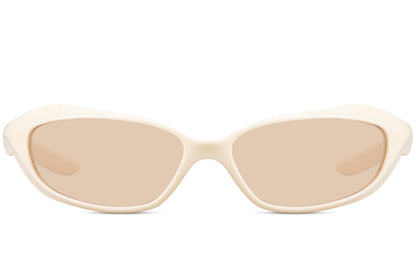 Smalle sandfarvede creme hurtigbriller set fra fronten