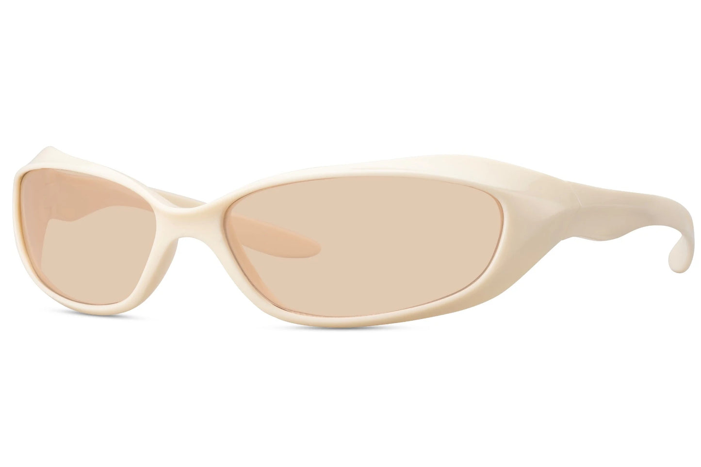 Smalle sandfarvede creme hurtigbriller set fra siden